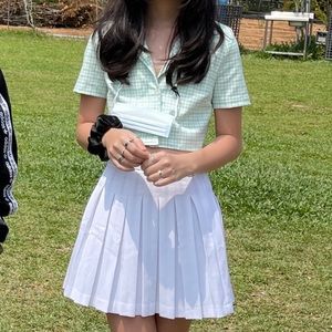 Pull & Bear top and pleated skirt